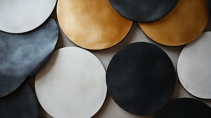Minimalistic round shapes in neutral and metallic hues