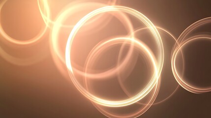 Abstract glowing rings on a neutral background
