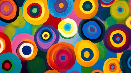 Abstract concentric circles in bold, vibrant colors