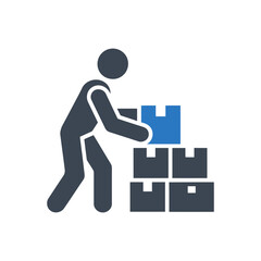 Worker Stacking Boxes Icon