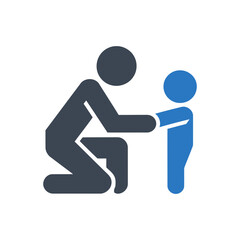 Kneeling and Helping Child Icon