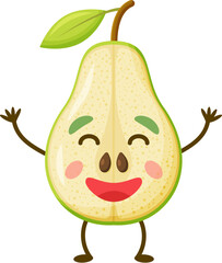 Cartoon Illustration of a Pear. Cute Fruit Mascot. Vector illustration