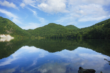 鳴子温泉の観光名所 潟沼の風景 Naruko Onsen tourist attraction katanuma scenery