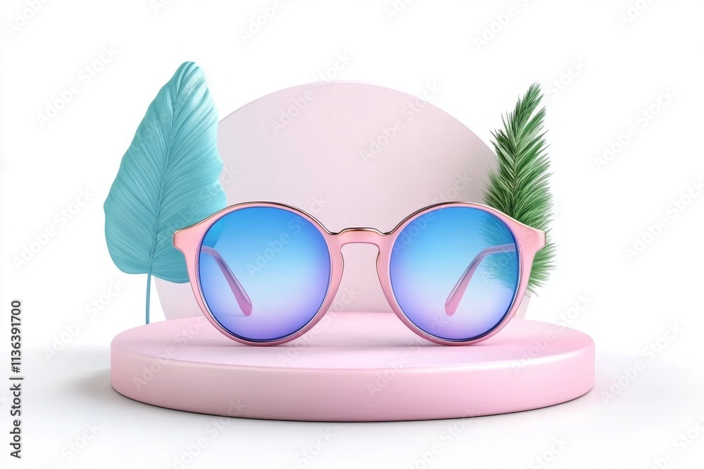 Aufkleber a bold icon of round eyeglasses, designed with a simple, abstract outline and soft gradients, on a w