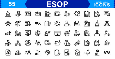 Modern ESOP Icons - High-Quality Graphics for Finance, Corporate Plans, and Employee Ownership Projects