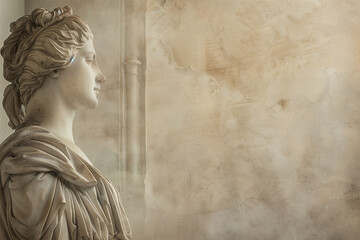 Side view woSide View of a Beautiful Woman Statue from the Renaissance Era Showcasing Classical Eleganceman 