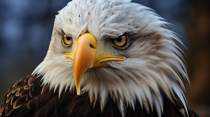 Obraz premium Close-up portrait of a bald eagle representing strength and freedom, symbolizing Independence Day