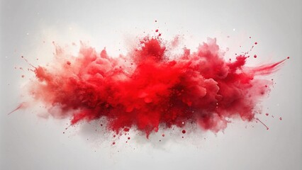 Crimson powder explosion cloud, a vibrant burst of red and white hues against a neutral backdrop