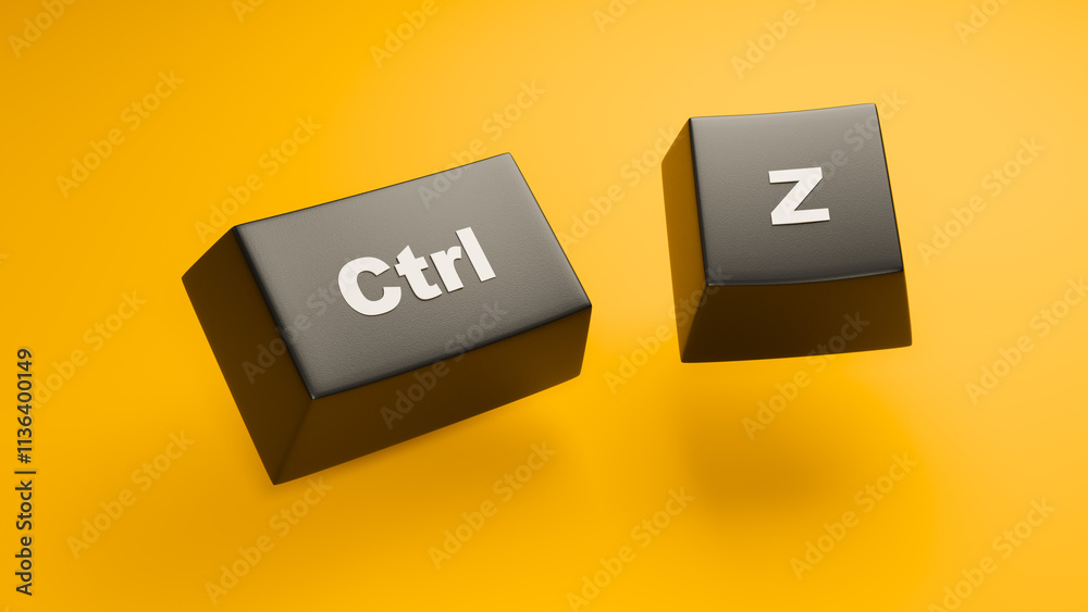 Fototapete keys ctrl z. computer buttons to undo last action. ctrl z keys on orange background. buttons to go o