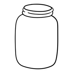 Hand drawn doodle empty glass jar on white background.