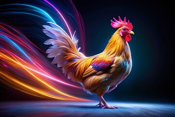 Fototapeta premium 3D Rendered Looping Dancing Chicken Long Exposure Animation - Alpha Channel Included