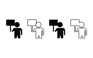 People holding sign icon black set.