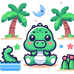 Naklejka premium Cartoonish Crocodile Icon for Modern Design