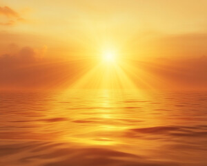 Obraz premium Softly blended yellow and orange sunset gradient with light rays, creating a warm and inviting atmosphere