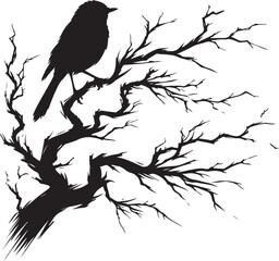 Bird Fly on the Tree Branches silhouette