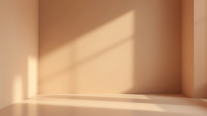 Empty room background with golden brown gradient and spotlight. Abstract backdrop studio for product display or showcase