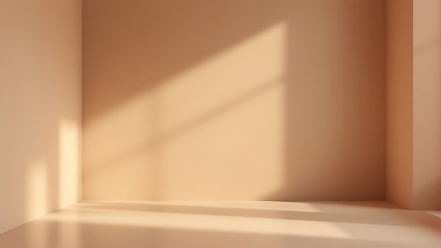 Empty room background with golden brown gradient and spotlight. Abstract backdrop studio for product display or showcase