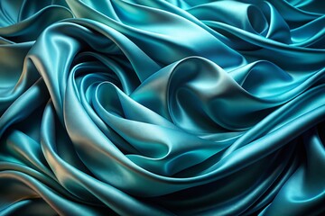 Obraz premium Abstract Blue Silk Waves, Flowing Fabric Background, Modern Design, Low Light Photography