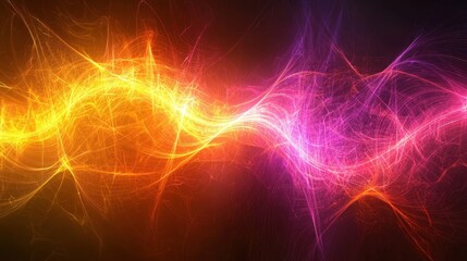 Fototapeta premium Vibrant Abstract Waves of Orange and Pink Light with Ethereal Textures and Motion Effects