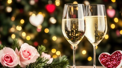 Romantic Toast with Champagne Flutes for Holiday Celebration