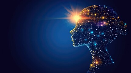 Obraz premium Abstract Concept of Human Mind and Consciousness with Light Effects