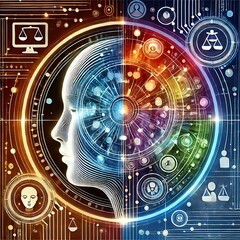 Fototapeta premium Ethical AI Concept with Human Oversight for Fairness and Transparency 