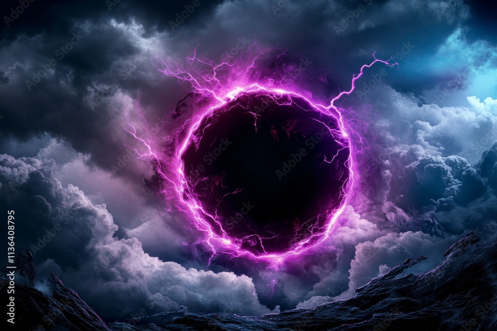 Leinwandbilder a simple abstract design of a glowing portal ring with clean lines and muted colors