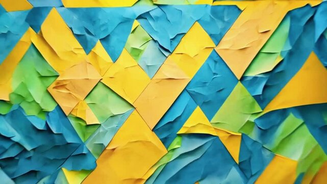 Beautiful blue green and yellow triangular background, 4k High-Quality Wallpaper Background Animation Video