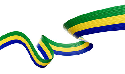 3d Flag Of Gabon 3d Wavy Shiny Gabon Ribbon Isolated On White Background 3d Illustration
