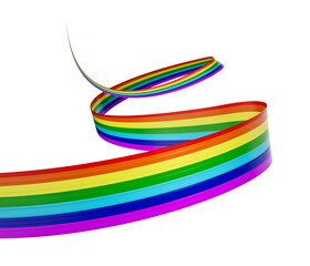 3d Flag Of Rainbow 3d Waving Ribbon Flag Isolated On White Background, 3d Illustration
