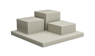 Three Steps Cube Podium. White Platform Or Backdrop With Empty Space For Display. Web Pages Template For Products. 3D rendering
