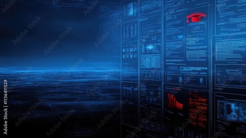 Poster digital interface with data visualization and analysis elements