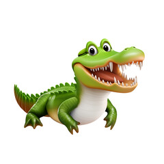 Fototapeta premium A cheerful cartoon crocodile with a big smile and sharp teeth, ideal for children's illustrations.