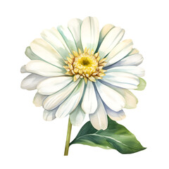 Fototapeta premium Beautiful white zinnia flower, PNG or White Background, isolated (Generative Ai) 