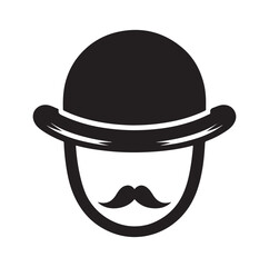 Bowler Hat Face silhouette vector illustration