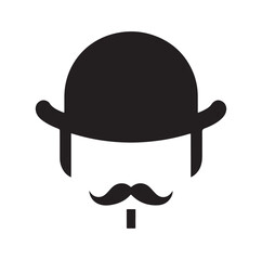 Bowler Hat Face silhouette vector illustration