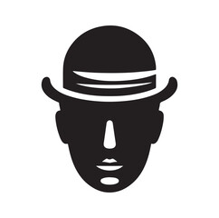 Bowler Hat Face silhouette vector illustration