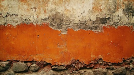 Fototapeta premium Textured rustic wall with orange and gray color variations