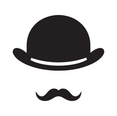 Bowler Hat Face silhouette vector illustration