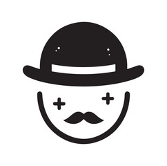 Bowler Hat Face silhouette vector illustration