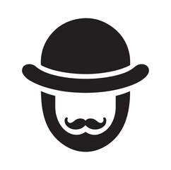 Bowler Hat Face silhouette vector illustration