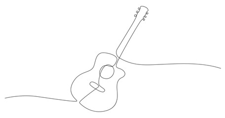 Classical acoustic guitar line vector, One continuous single line of classic guitar