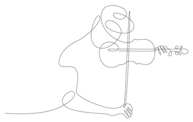 Violin player, violinist playing violin hands bow continuous one line drawing minimalist