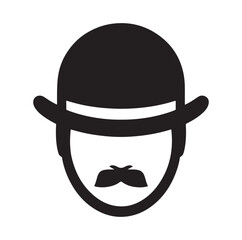 Bowler Hat Face silhouette vector illustration