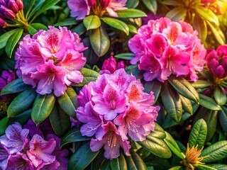 Aerial View Freshly Washed Rhododendron Blooms, Stunning Drone Photography, Vibrant Spring Flowers