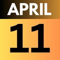 April 11 . gradient Style calendar .date ,day, month ,the month of April