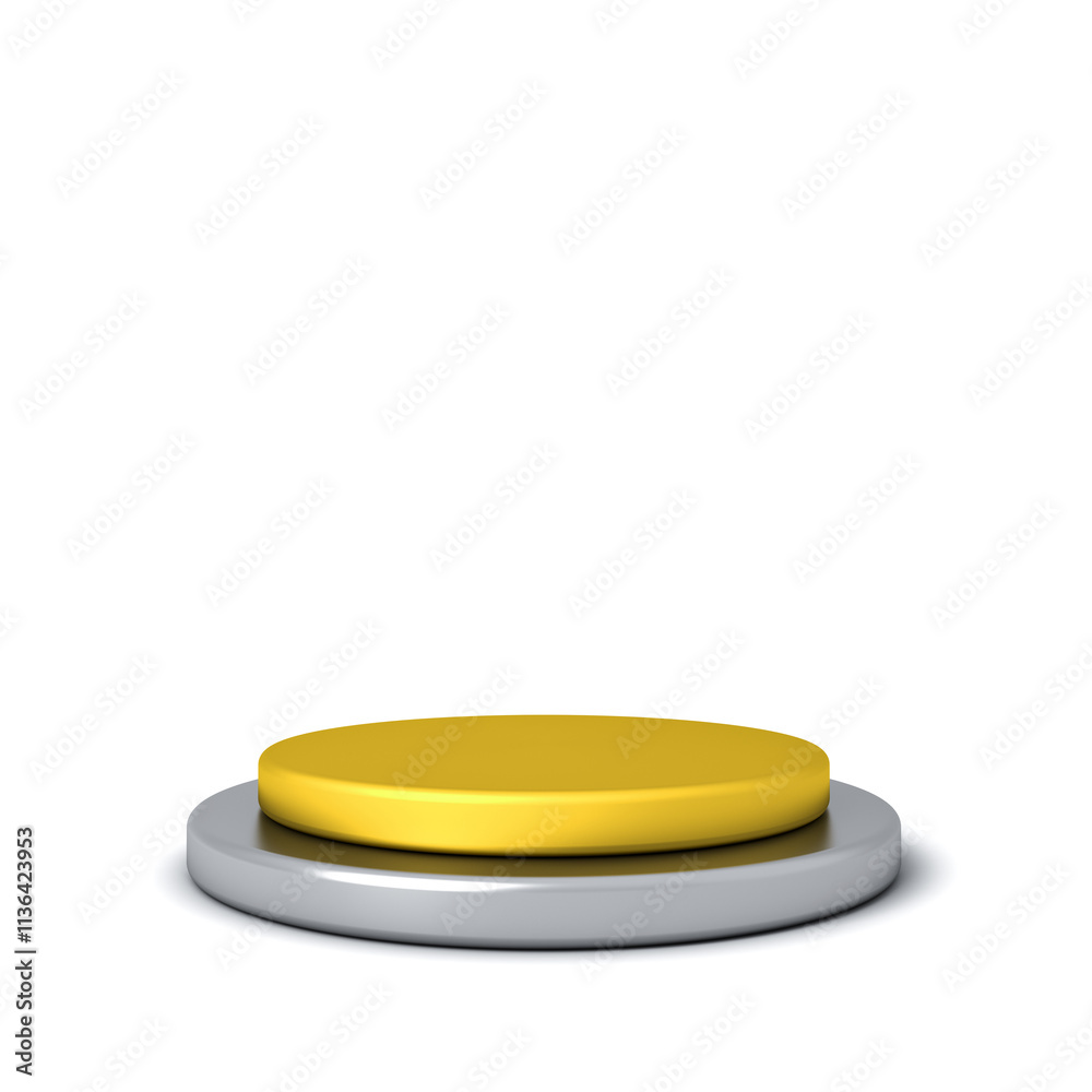 Fototapete blank gold and silver product display mockup podium or push button isolated on white background with