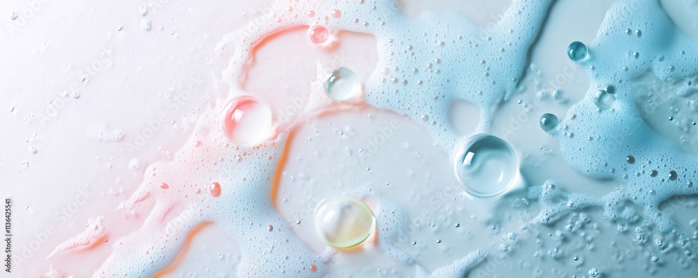 Aufkleber colorful pastel pink and blue foam with bubbles creating abstract texture