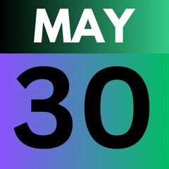 May 30 . gradient Style calendar .date ,day, month , the month of May