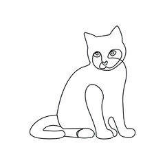 Continuous one line drawing of cat pet minimalist outline vector art illustration 